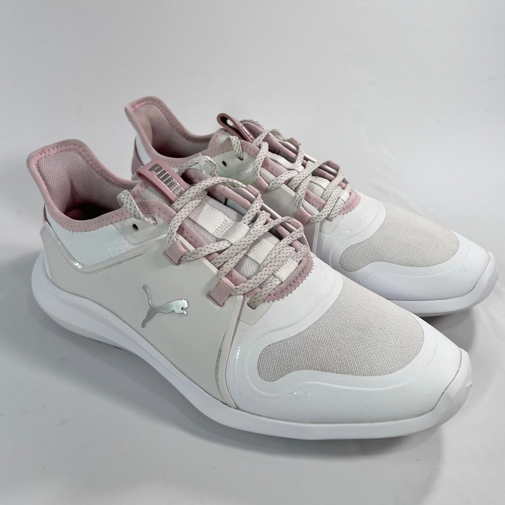 PUMA Ignite Fasten8 Women's Size 8.5 White Pink Spikeless Golf Shoes‎ Athlethic
